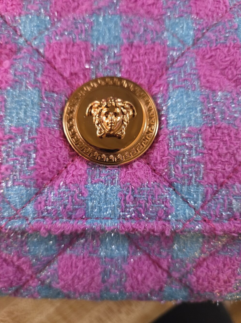 VERSACE NWOT STUNNING Pink & Blue Pouchette/Clutch - Picture 9 of 10